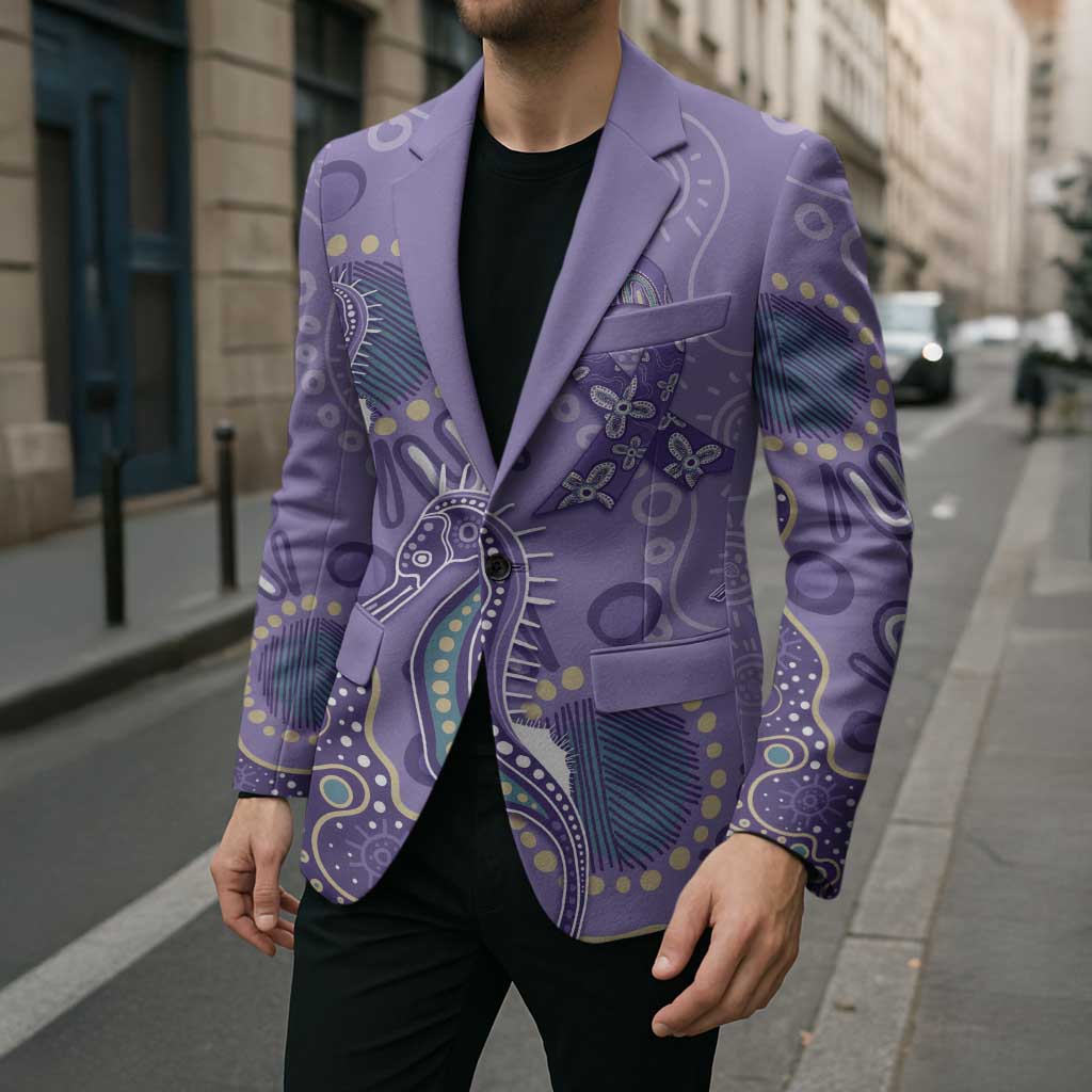 Australia Epilepsy Awareness Blazer Aboriginal Purple Ribbon with Seahorse - Aussie Hoodie