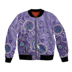 Australia Epilepsy Awareness Bomber Jacket Aboriginal Purple Ribbon with Seahorse - Aussie Hoodie