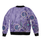 Australia Epilepsy Awareness Bomber Jacket Aboriginal Purple Ribbon with Seahorse - Aussie Hoodie