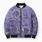 Australia Epilepsy Awareness Bomber Puffer Jacket Aboriginal Purple Ribbon with Seahorse - Aussie Hoodie