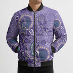Australia Epilepsy Awareness Bomber Puffer Jacket Aboriginal Purple Ribbon with Seahorse - Aussie Hoodie