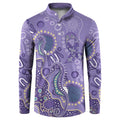 Australia Epilepsy Awareness Button Sweatshirt Aboriginal Purple Ribbon with Seahorse - Aussie Hoodie
