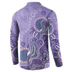 Australia Epilepsy Awareness Button Sweatshirt Aboriginal Purple Ribbon with Seahorse - Aussie Hoodie