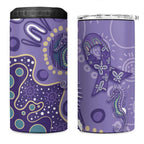 Australia Epilepsy Awareness 4 in 1 Can Cooler Tumbler Aboriginal Purple Ribbon with Seahorse - Aussie Hoodie