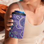 Australia Epilepsy Awareness 4 in 1 Can Cooler Tumbler Aboriginal Purple Ribbon with Seahorse - Aussie Hoodie
