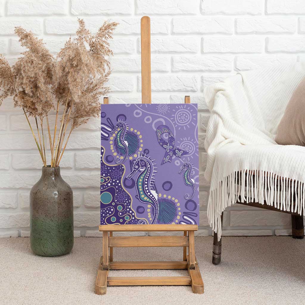 Australia Epilepsy Awareness Canvas Wall Art Aboriginal Purple Ribbon with Seahorse - Aussie Hoodie