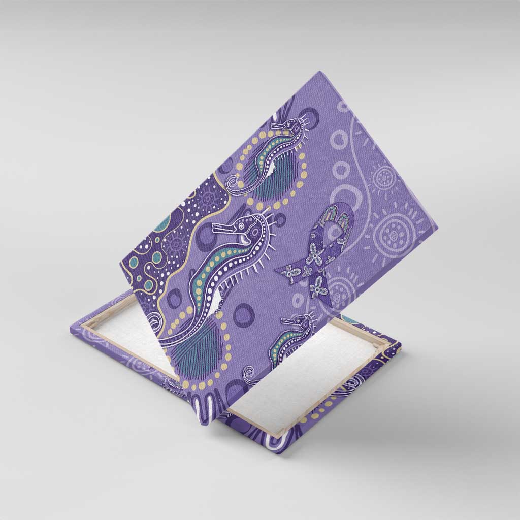Australia Epilepsy Awareness Canvas Wall Art Aboriginal Purple Ribbon with Seahorse - Aussie Hoodie