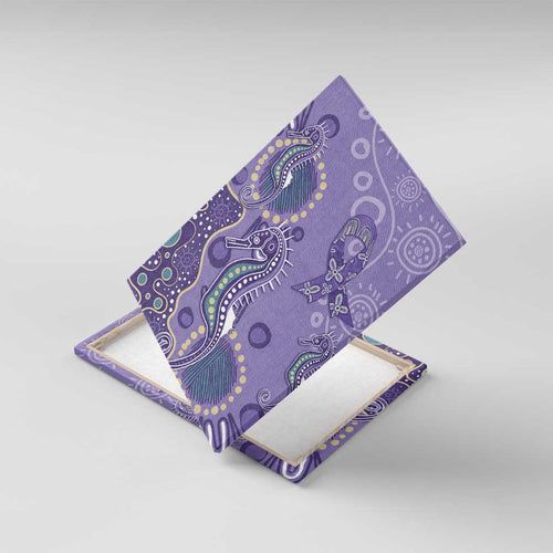 Australia Epilepsy Awareness Canvas Wall Art Aboriginal Purple Ribbon with Seahorse - Aussie Hoodie