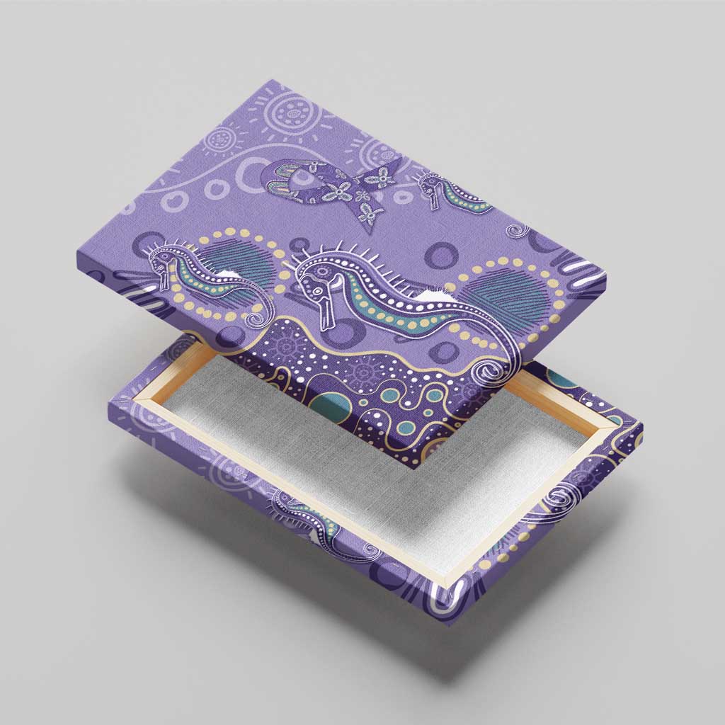 Australia Epilepsy Awareness Canvas Wall Art Aboriginal Purple Ribbon with Seahorse - Aussie Hoodie