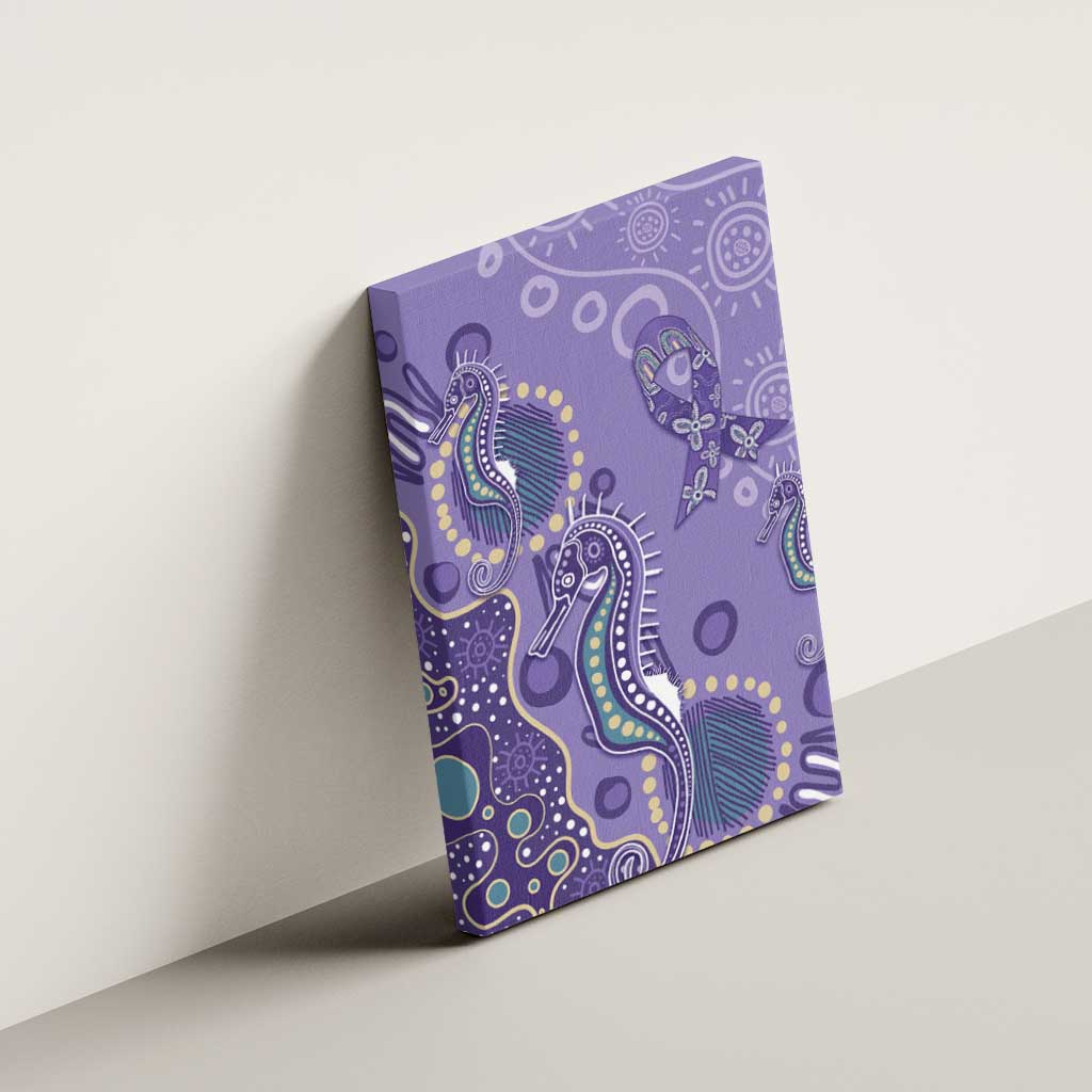 Australia Epilepsy Awareness Canvas Wall Art Aboriginal Purple Ribbon with Seahorse - Aussie Hoodie