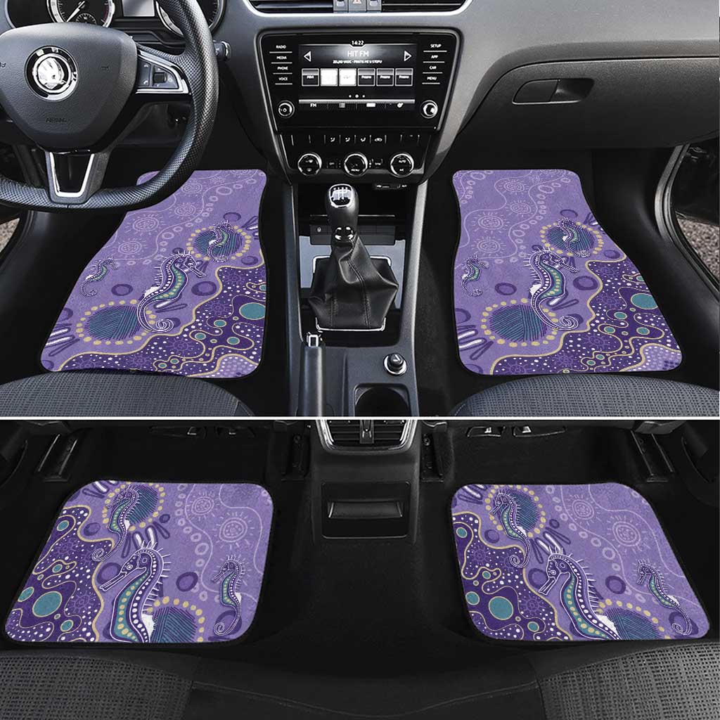 Australia Epilepsy Awareness Car Mats Aboriginal Purple Ribbon with Seahorse - Aussie Hoodie
