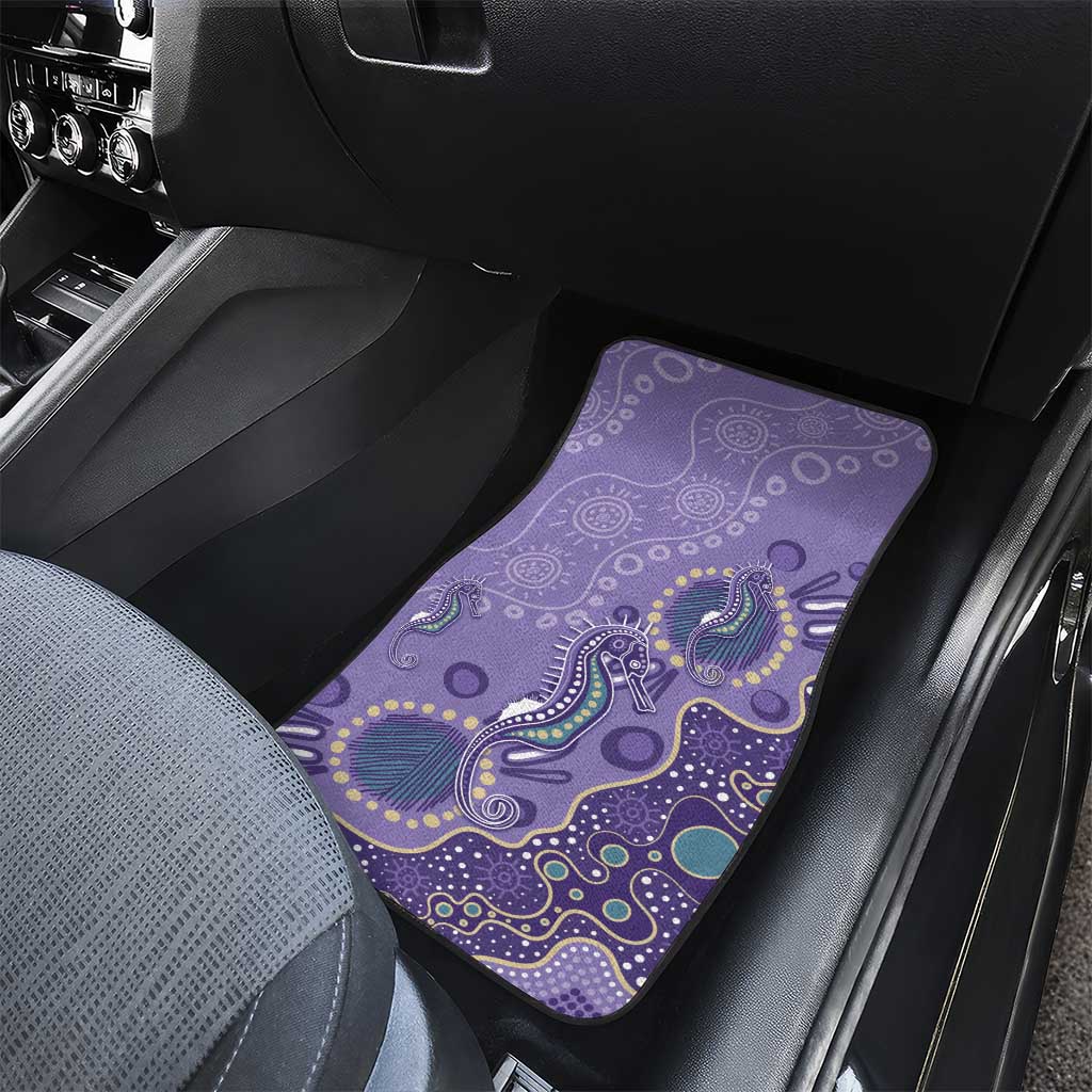 Australia Epilepsy Awareness Car Mats Aboriginal Purple Ribbon with Seahorse - Aussie Hoodie