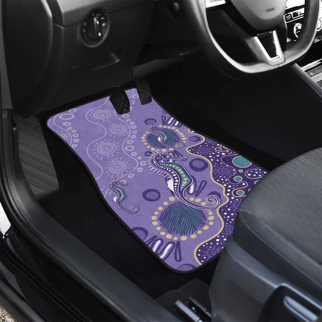 Australia Epilepsy Awareness Car Mats Aboriginal Purple Ribbon with Seahorse - Aussie Hoodie
