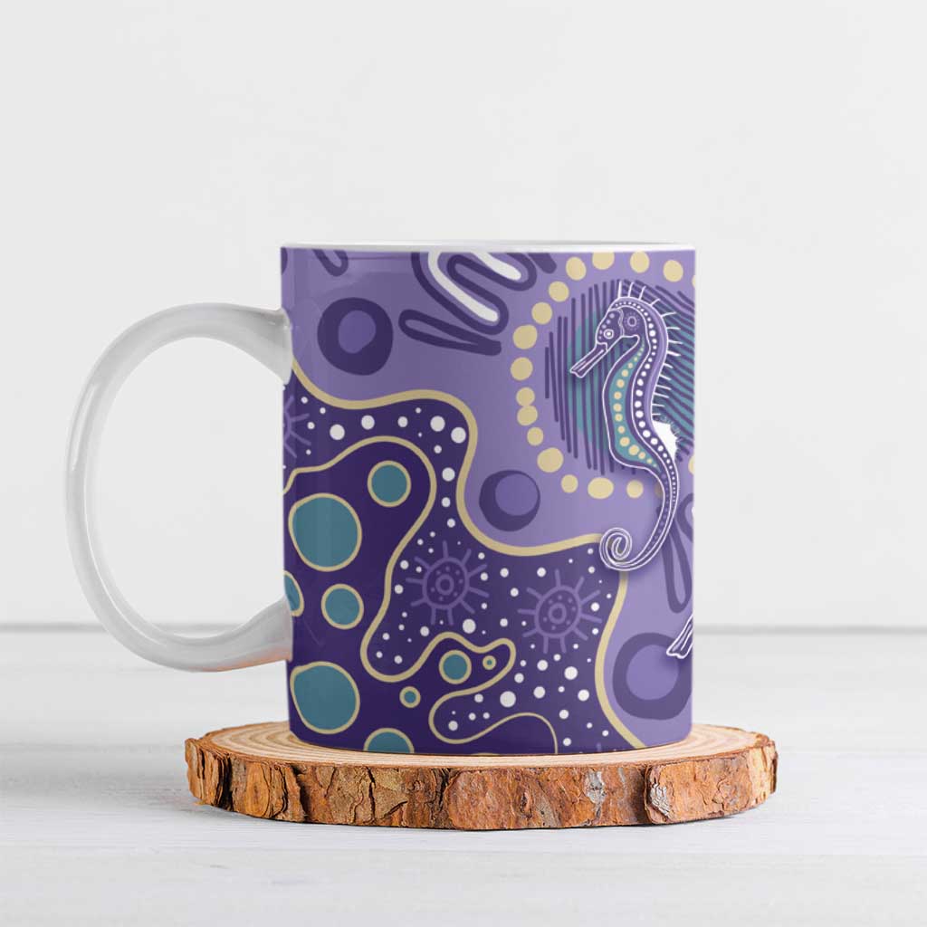 Australia Epilepsy Awareness Ceramic Mug Aboriginal Purple Ribbon with Seahorse - Aussie Hoodie
