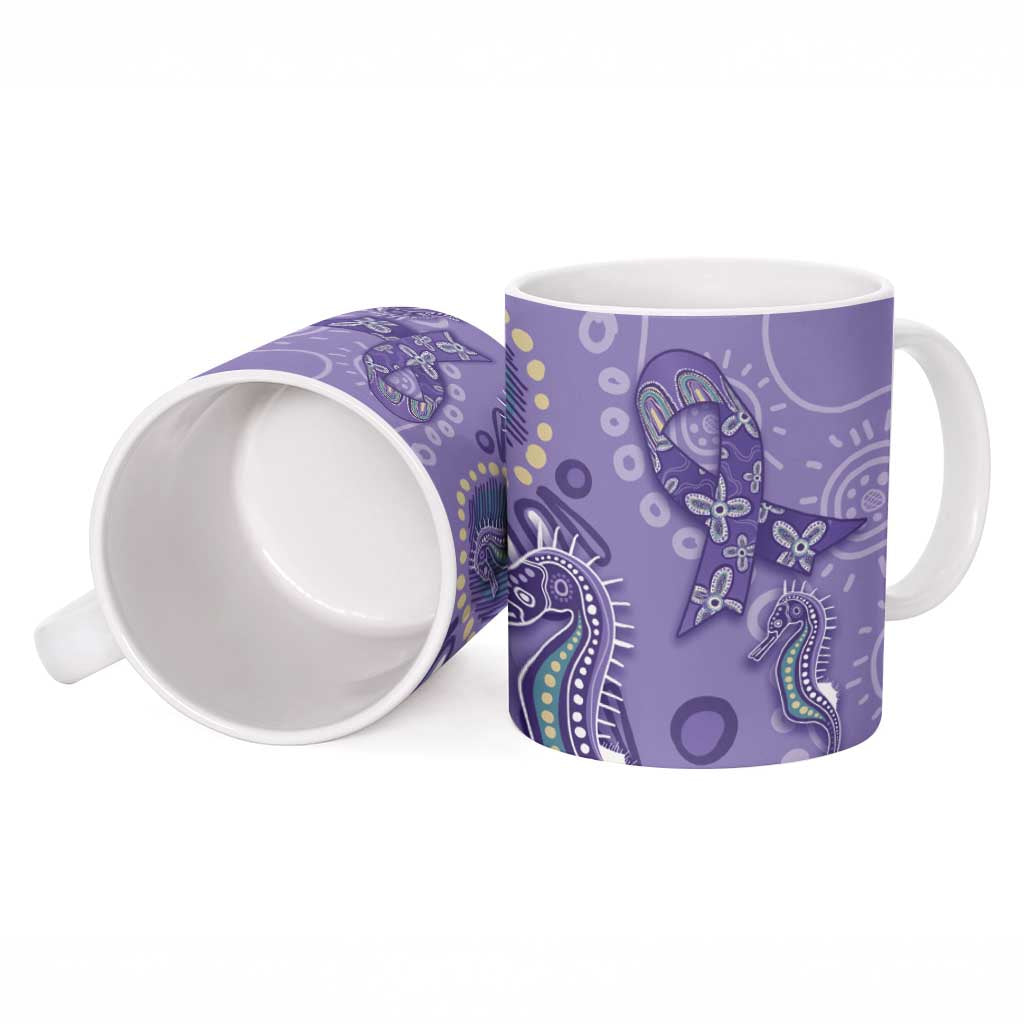 Australia Epilepsy Awareness Ceramic Mug Aboriginal Purple Ribbon with Seahorse - Aussie Hoodie