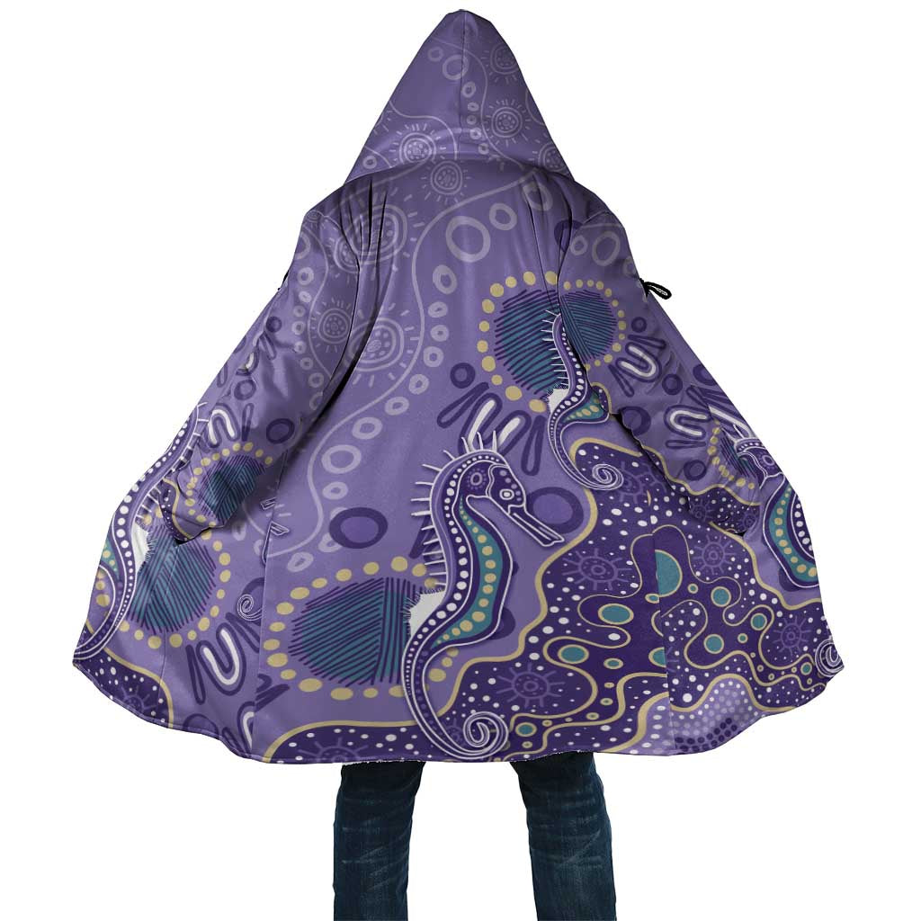 Australia Epilepsy Awareness Cloak Aboriginal Purple Ribbon with Seahorse - Aussie Hoodie