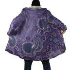 Australia Epilepsy Awareness Cloak Aboriginal Purple Ribbon with Seahorse - Aussie Hoodie