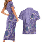Australia Epilepsy Awareness Couples Matching Short Sleeve Bodycon Dress and Hawaiian Shirt Aboriginal Purple Ribbon with Seahorse - Aussie Hoodie