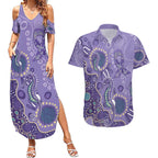 Australia Epilepsy Awareness Couples Matching Summer Maxi Dress and Hawaiian Shirt Aboriginal Purple Ribbon with Seahorse - Aussie Hoodie