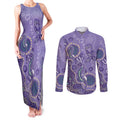 Australia Epilepsy Awareness Couples Matching Tank Maxi Dress and Long Sleeve Button Shirt Aboriginal Purple Ribbon with Seahorse - Aussie Hoodie