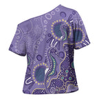 Australia Epilepsy Awareness Cross Shoulder Shirt Aboriginal Purple Ribbon with Seahorse - Aussie Hoodie