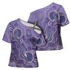 Australia Epilepsy Awareness Cross Shoulder Shirt Aboriginal Purple Ribbon with Seahorse - Aussie Hoodie