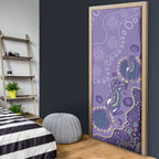 Australia Epilepsy Awareness Door Cover Aboriginal Purple Ribbon with Seahorse - Aussie Hoodie