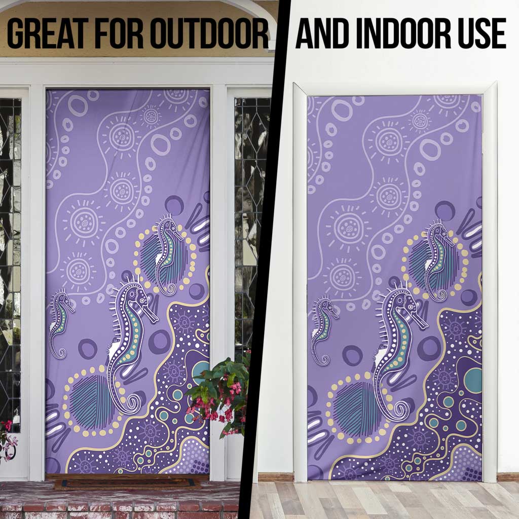 Australia Epilepsy Awareness Door Cover Aboriginal Purple Ribbon with Seahorse - Aussie Hoodie