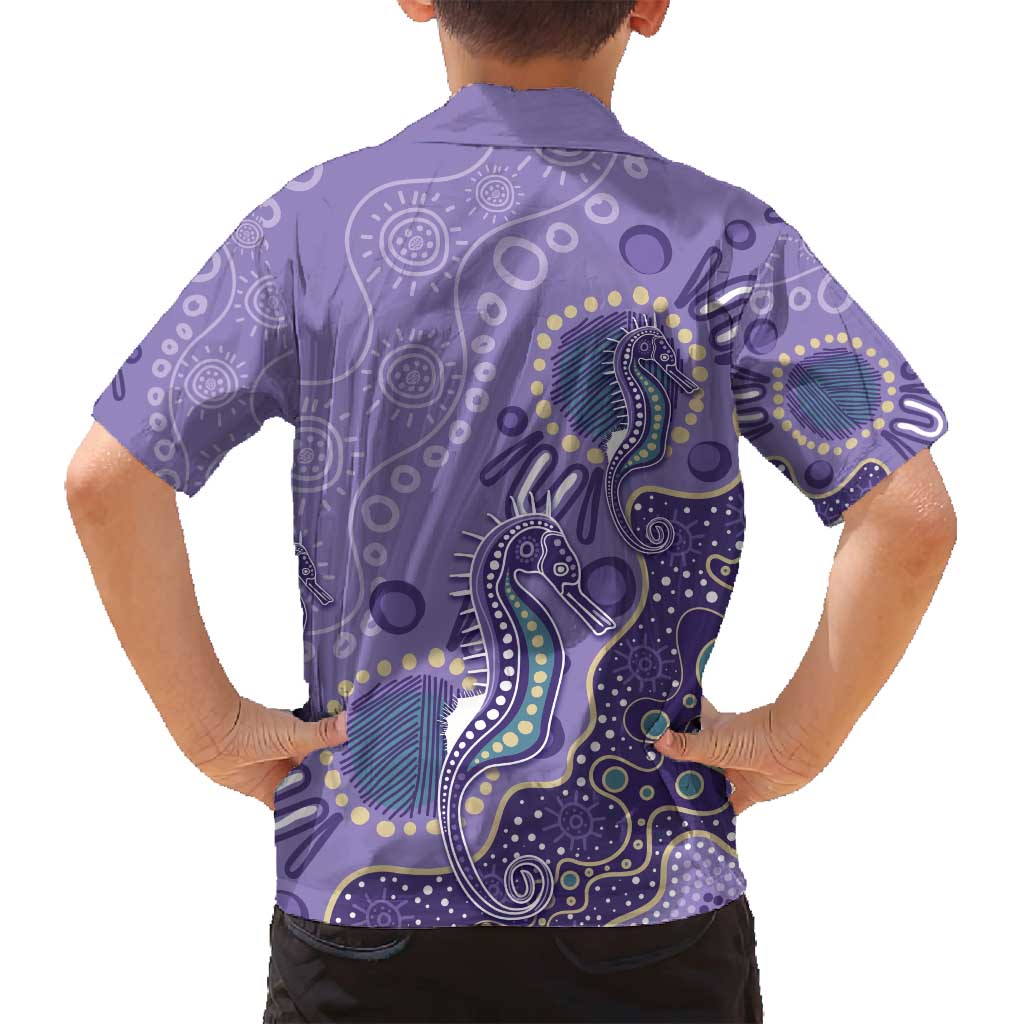 Australia Epilepsy Awareness Family Matching Long Sleeve Bodycon Dress and Hawaiian Shirt Aboriginal Purple Ribbon with Seahorse - Aussie Hoodie