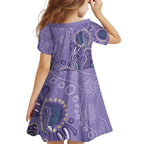 Australia Epilepsy Awareness Family Matching Long Sleeve Bodycon Dress and Hawaiian Shirt Aboriginal Purple Ribbon with Seahorse - Aussie Hoodie