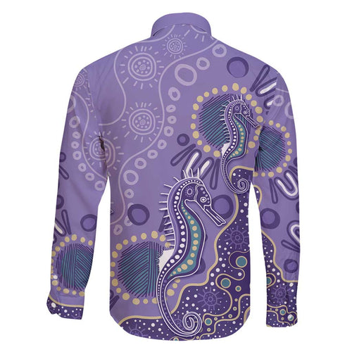 Australia Epilepsy Awareness Family Matching Long Sleeve Bodycon Dress and Hawaiian Shirt Aboriginal Purple Ribbon with Seahorse - Aussie Hoodie