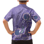 Australia Epilepsy Awareness Family Matching Mermaid Dress and Hawaiian Shirt Aboriginal Purple Ribbon with Seahorse - Aussie Hoodie