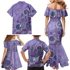 Australia Epilepsy Awareness Family Matching Mermaid Dress and Hawaiian Shirt Aboriginal Purple Ribbon with Seahorse - Aussie Hoodie