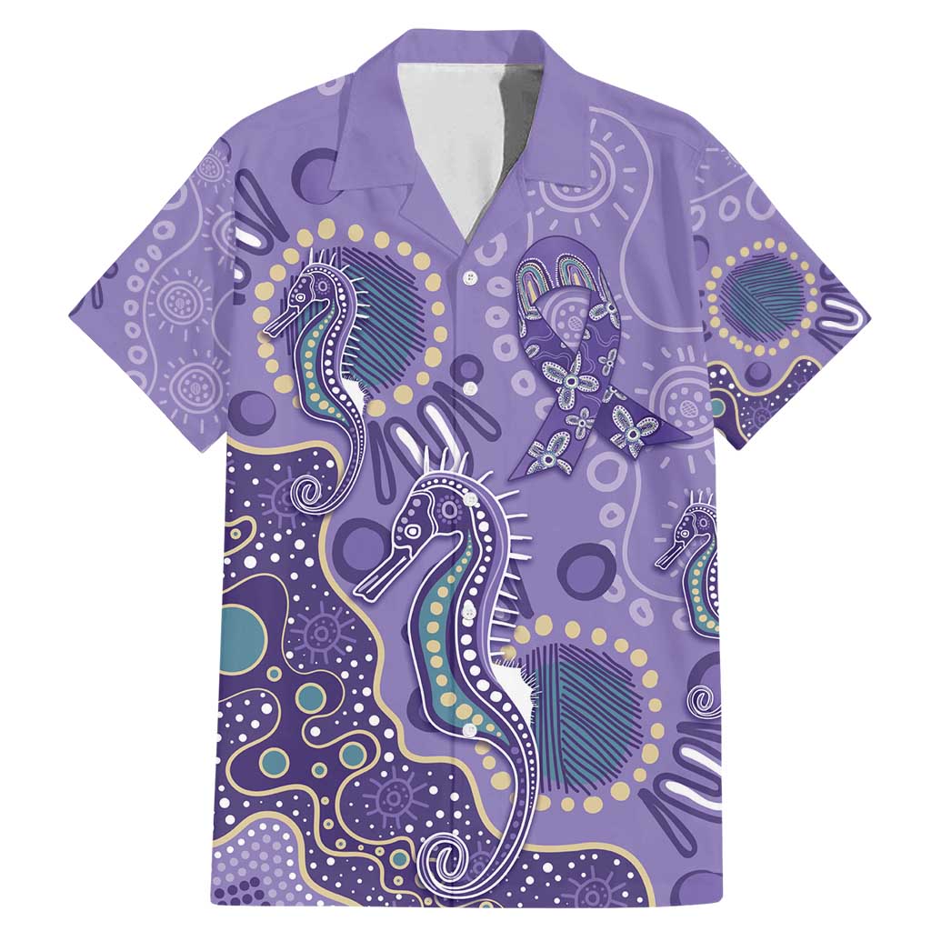 Australia Epilepsy Awareness Family Matching Mermaid Dress and Hawaiian Shirt Aboriginal Purple Ribbon with Seahorse - Aussie Hoodie