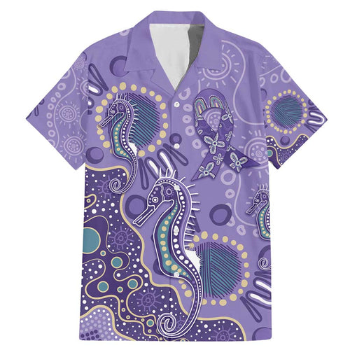 Australia Epilepsy Awareness Family Matching Mermaid Dress and Hawaiian Shirt Aboriginal Purple Ribbon with Seahorse - Aussie Hoodie