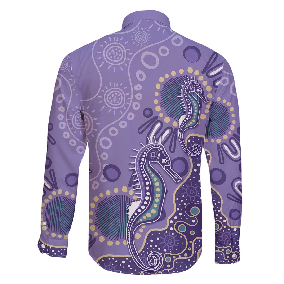 Australia Epilepsy Awareness Family Matching Off The Shoulder Long Sleeve Dress and Hawaiian Shirt Aboriginal Purple Ribbon with Seahorse - Aussie Hoodie