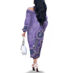Australia Epilepsy Awareness Family Matching Off The Shoulder Long Sleeve Dress and Hawaiian Shirt Aboriginal Purple Ribbon with Seahorse - Aussie Hoodie