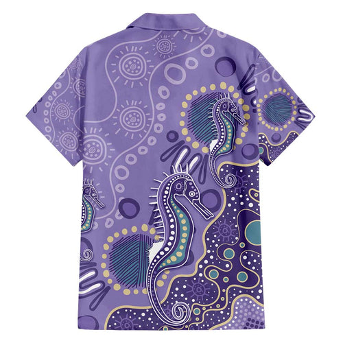 Australia Epilepsy Awareness Family Matching Off Shoulder Maxi Dress and Hawaiian Shirt Aboriginal Purple Ribbon with Seahorse - Aussie Hoodie
