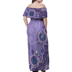 Australia Epilepsy Awareness Family Matching Off Shoulder Maxi Dress and Hawaiian Shirt Aboriginal Purple Ribbon with Seahorse - Aussie Hoodie