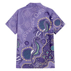 Australia Epilepsy Awareness Family Matching Off Shoulder Short Dress and Hawaiian Shirt Aboriginal Purple Ribbon with Seahorse - Aussie Hoodie