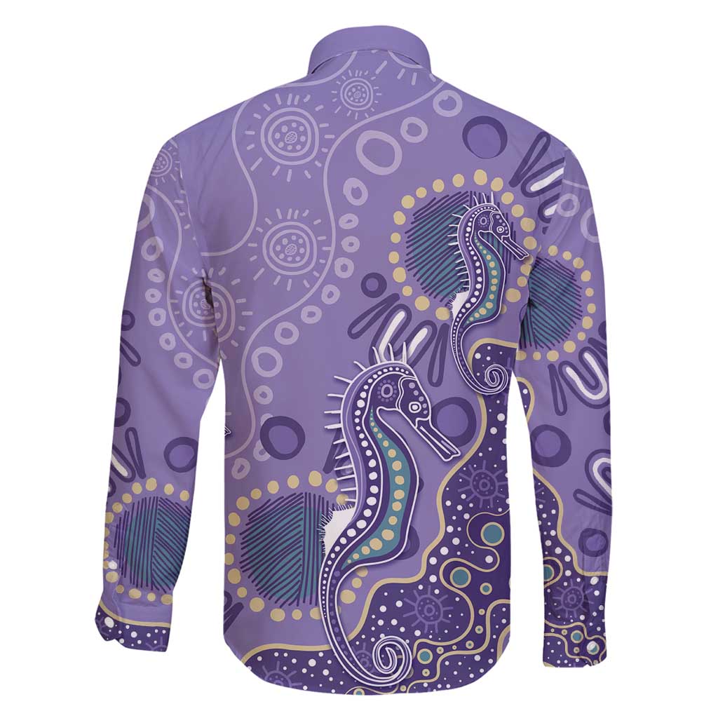Australia Epilepsy Awareness Family Matching Off Shoulder Short Dress and Hawaiian Shirt Aboriginal Purple Ribbon with Seahorse - Aussie Hoodie
