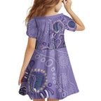 Australia Epilepsy Awareness Family Matching Puletasi and Hawaiian Shirt Aboriginal Purple Ribbon with Seahorse - Aussie Hoodie