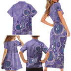 Australia Epilepsy Awareness Family Matching Short Sleeve Bodycon Dress and Hawaiian Shirt Aboriginal Purple Ribbon with Seahorse - Aussie Hoodie