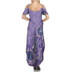Australia Epilepsy Awareness Family Matching Summer Maxi Dress and Hawaiian Shirt Aboriginal Purple Ribbon with Seahorse - Aussie Hoodie