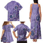 Australia Epilepsy Awareness Family Matching Tank Maxi Dress and Hawaiian Shirt Aboriginal Purple Ribbon with Seahorse - Aussie Hoodie