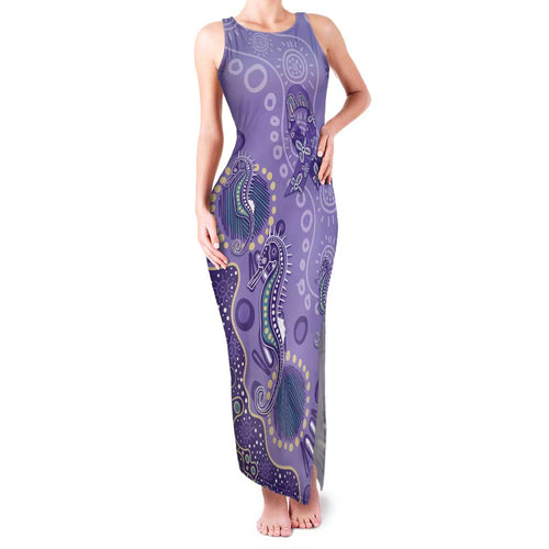 Australia Epilepsy Awareness Family Matching Tank Maxi Dress and Hawaiian Shirt Aboriginal Purple Ribbon with Seahorse - Aussie Hoodie