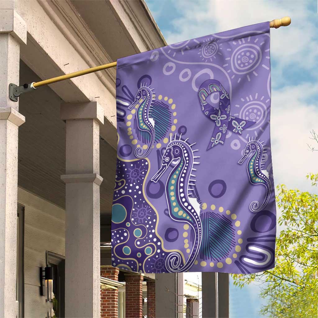 Australia Epilepsy Awareness Garden Flag Aboriginal Purple Ribbon with Seahorse - Aussie Hoodie