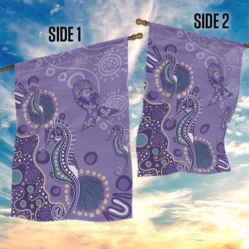 Australia Epilepsy Awareness Garden Flag Aboriginal Purple Ribbon with Seahorse - Aussie Hoodie