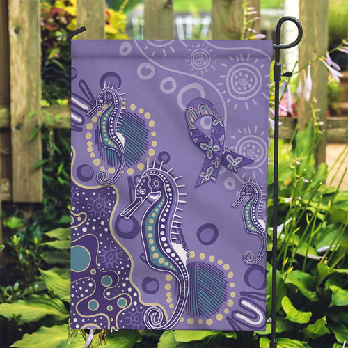 Australia Epilepsy Awareness Garden Flag Aboriginal Purple Ribbon with Seahorse - Aussie Hoodie