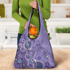Australia Epilepsy Awareness Grocery Bag Aboriginal Purple Ribbon with Seahorse - Aussie Hoodie